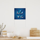 LIEBE Blue Silver Square Poster (Küche)