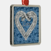 Liebe Blue Square Ornament Aus Metall (Rechts)