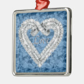 Liebe Blue Square Ornament Aus Metall (Links)