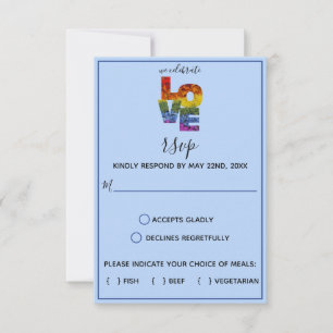 LIEBE Blue Themed Blume Same Sex Hochzeit RSVP Aut