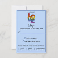 LIEBE Blue Themed Blume Same Sex Hochzeit RSVP Aut