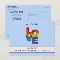 LIEBE Blue Themed Same Wedding Save the Date