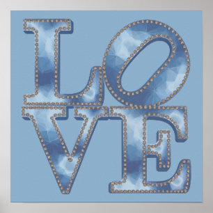 LIEBE Blue Typografy Poster