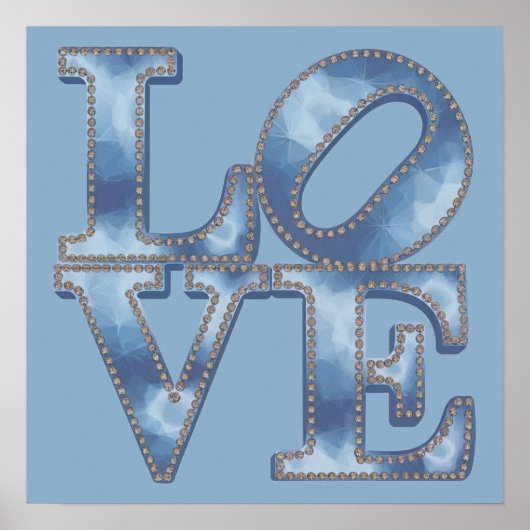 LIEBE Blue Typografy Poster (Vorne)