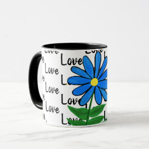 Liebe Blue Yellow Daisy Tasse