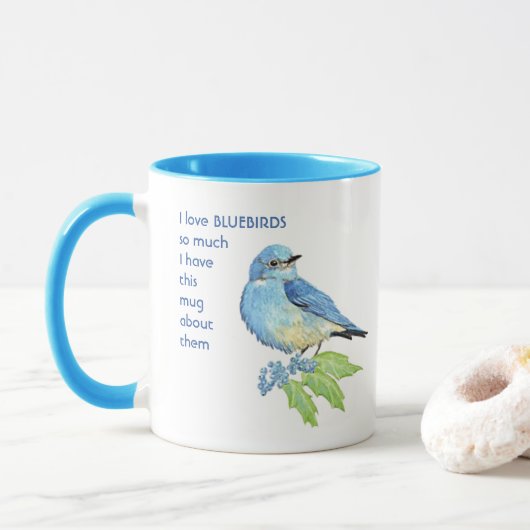 Liebe BLUEBIRDS so viel ich Spaß Kostenvoranschlag Tasse (Mit Donut)