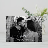 Liebe blüh Silver Script Save the Date Folieneinladung (Stehend vorne)