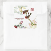 Liebe Blühend Vögel & Blume Chinesische Hochzeit © Quadratischer Aufkleber (Tasche)