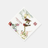 Liebe Blühend Vögel & Blume Chinesische Hochzeit © Serviette (Ecke)