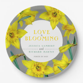 Liebe blüht Aquarellgelb Frühjahrshochzeit Pappteller