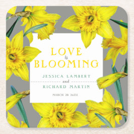 Liebe blüht Aquarellgelb Frühjahrshochzeit Rechteckiger Pappuntersetzer
