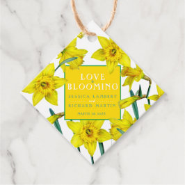 Liebe blüht Aquarellgelbe Frühlingshochzeit Geschenkanhänger