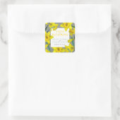 Liebe blüht Aquarellgelbe Frühlingshochzeit Quadratischer Aufkleber (Tasche)