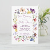 Liebe blüht boho Wildblume Brautparty Einladung (Stehend Vorderseite)