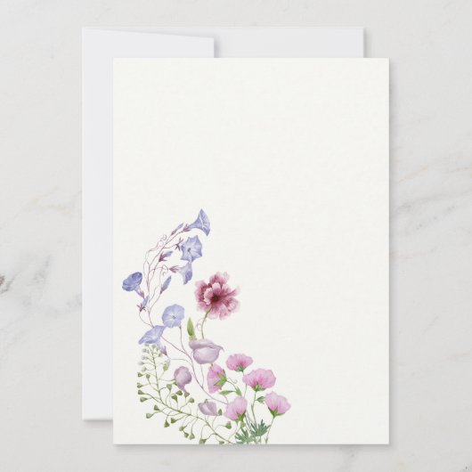 Liebe blüht boho Wildblume Brautparty Einladung (Rückseite)