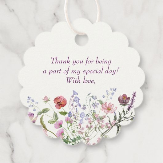 Liebe blüht boho Wildblume Brautparty Geschenkanhänger (Rückseite)