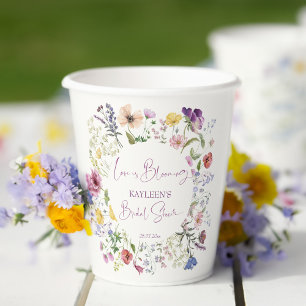 Liebe blüht boho Wildblume Brautparty Pappbecher