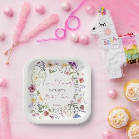 Liebe blüht boho Wildblume Brautparty Pappteller (Party)