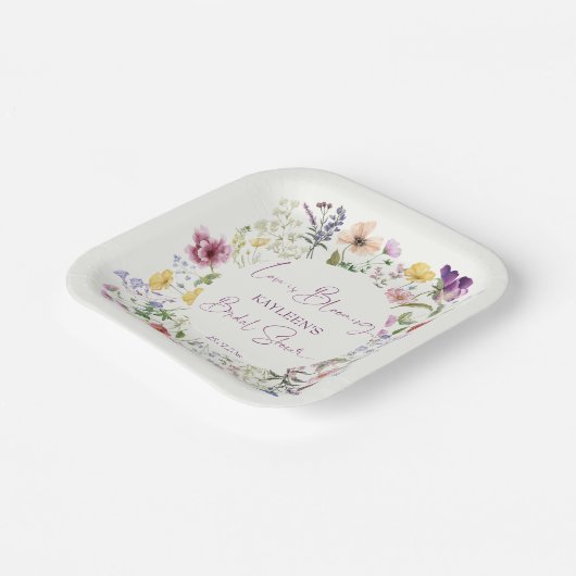 Liebe blüht boho Wildblume Brautparty Pappteller (Gewinkelt)