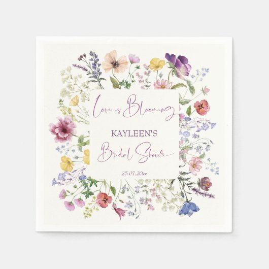 Liebe blüht boho Wildblume Brautparty Serviette (Vorderseite)