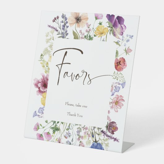 Liebe blüht boho Wildblume Gefallen Geschenktisch Sockelschild (Vorderseite)