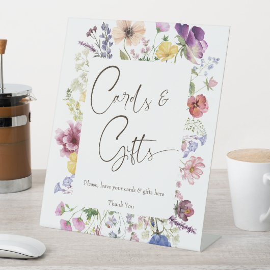 Liebe blüht boho Wildblume Geschenke Tisch Sockelschild (In Situ)