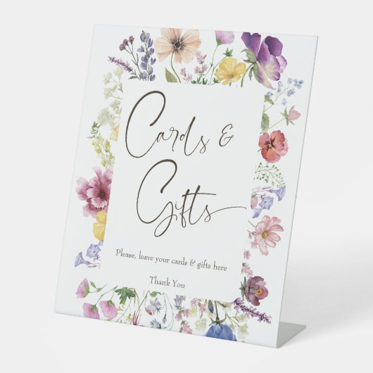 Liebe blüht boho Wildblume Geschenke Tisch Sockelschild (Vorderseite)