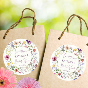 Liebe blüht Boho-Wildblumen-Brautparty Runder Aufkleber