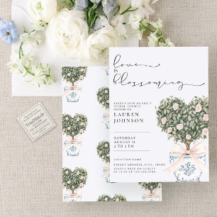 Liebe blüht Chinoiserie Pink Brautparty Einladung