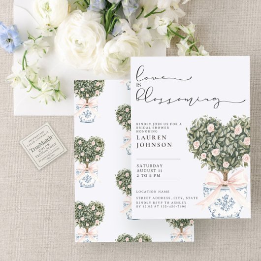 Liebe blüht Chinoiserie Pink Brautparty Einladung