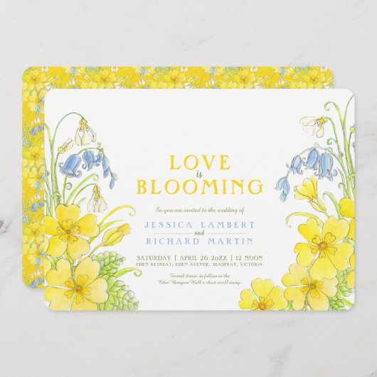 Liebe blüht Frühling Blume Aquarell Hochzeit Einladung (Vorne/Hinten)
