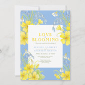Liebe blüht Frühling Blume Blaue Hochzeit Einladung (Vorderseite)