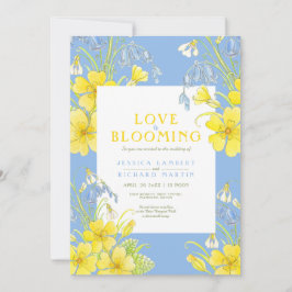 Liebe blüht Frühling Blume Blaue Hochzeit Einladung