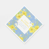 Liebe blüht Frühlingsblumen Blaue Hochzeit Serviette (Ecke)