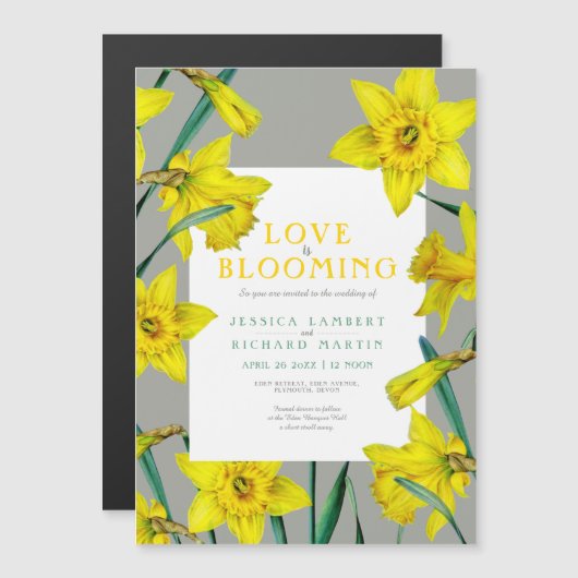 Liebe blüht Frühlingsholz Magneteinladung (Vorne/Hinten)