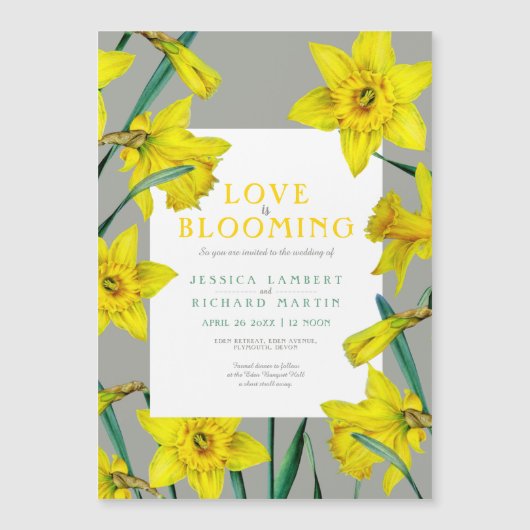 Liebe blüht Frühlingsholz Magneteinladung (Vorderseite)