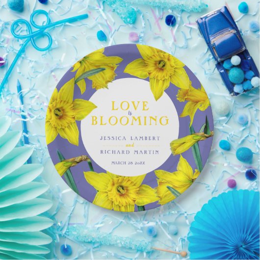 Liebe blüht gelbe Frühjahrsheirat Pappteller (Party)