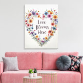 Liebe blüht hier Blumenstrauß Leinwanddruck (Insitu (Wohnzimmer))