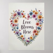 Liebe blüht hier Blumenstrauß Poster (Vorne)
