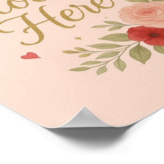 Liebe blüht hier Valentinins Poster auf | Romantik (Ecke)