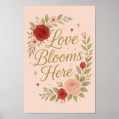 Liebe blüht hier Valentinins Poster auf | Romantik (Vorne)