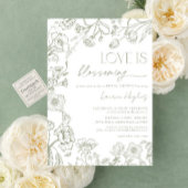 Liebe blüht im Brautparty von "Grün blühendes Weiß Einladung