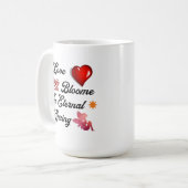 Liebe blüht in der Tasse des ewigen Frühlings (Vorderseite Links)