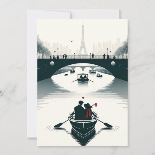 Liebe blüht in Paris Feiertagskarte (Vorderseite)