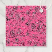 Liebe blüht in rosa und schwarz blumengeschmücktem geschenkanhänger (Rückseite)