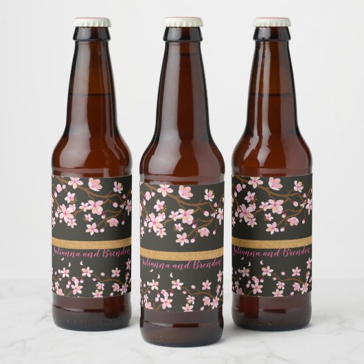 Liebe blüht Kirschblossom Bierflaschenetikett (Flaschen)