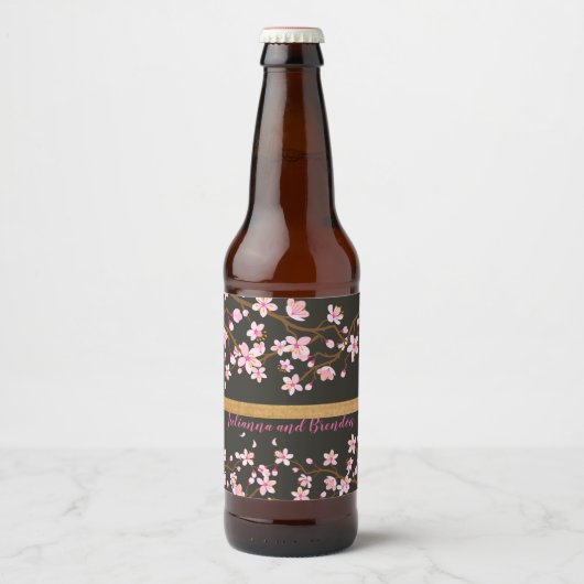 Liebe blüht Kirschblossom Bierflaschenetikett (Vorderseite)