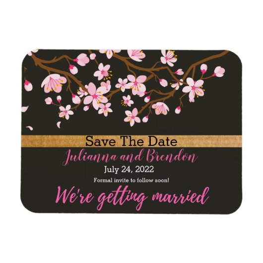 Liebe blüht Kirschblossom Save the Date Magnet (Horizontal)