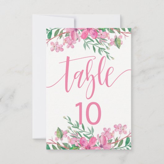 Liebe blüht rosa Tischnummer Sitzkarte (Vorderseite)