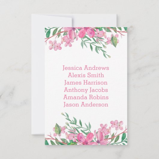 Liebe blüht rosa Tischnummer Sitzkarte (Rückseite)